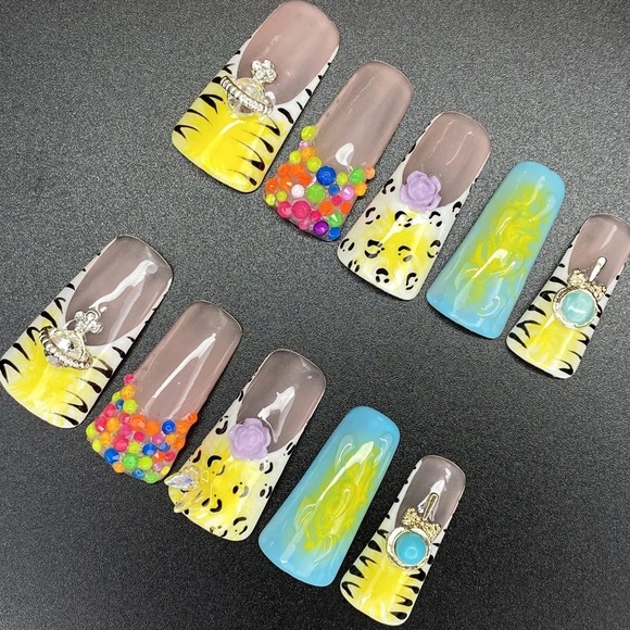 Handmade Ducktail press on nails. New in the box 10 piece - Picture 5 of 16